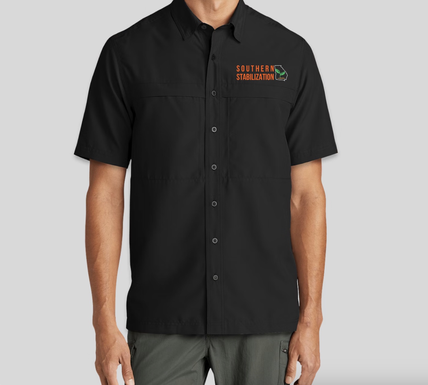 Short sleeve performance shirt, front