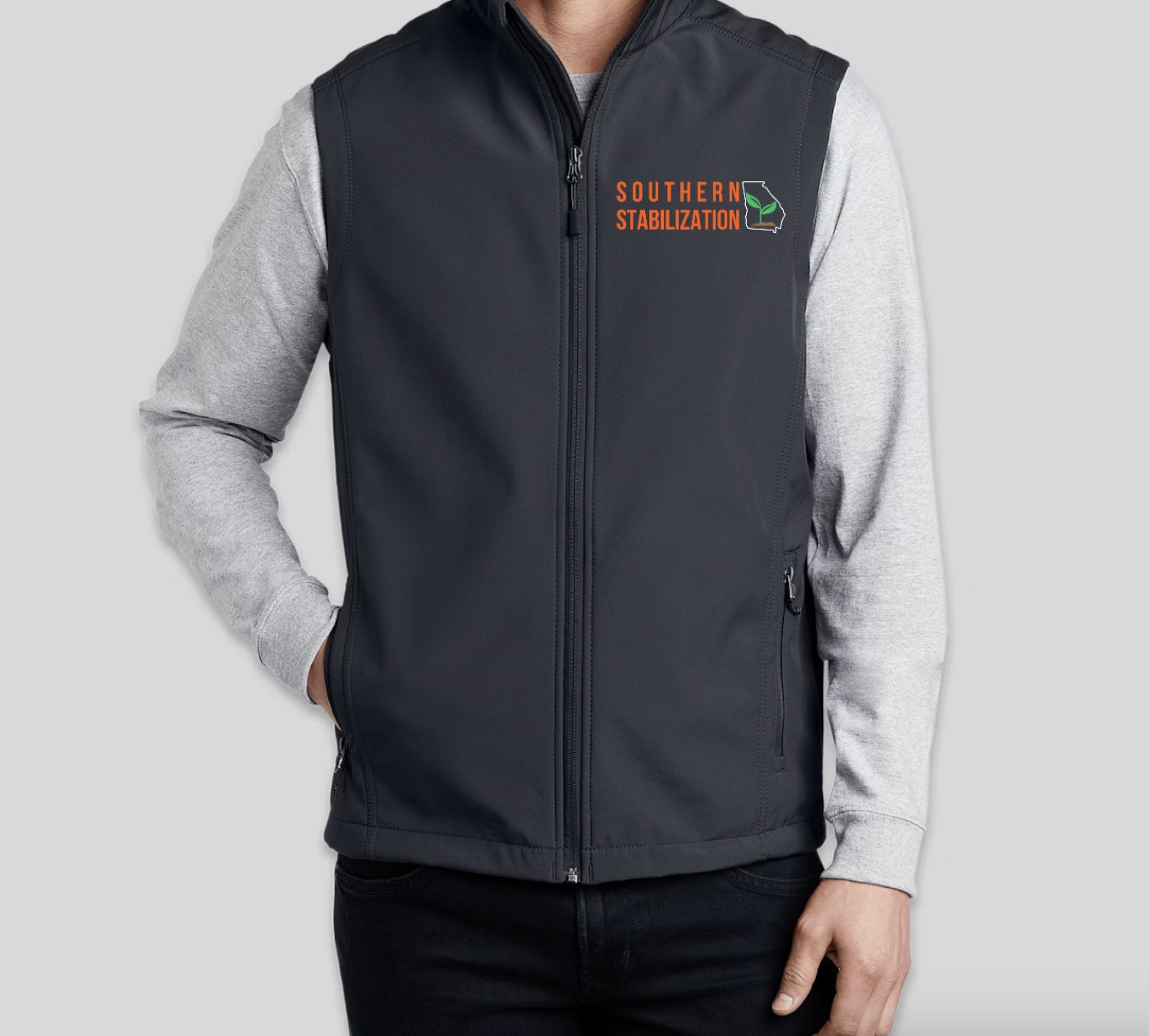 Core soft shell vest, front